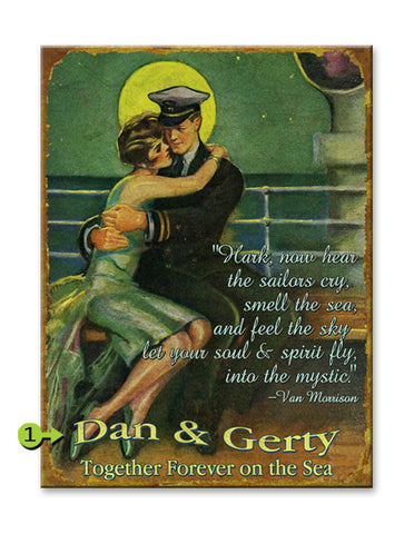 Navy Man and his Girl on Ship Metal 28x38