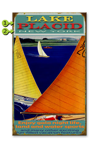 Colorful Gala Sailboats (Lake) Wood 18x30