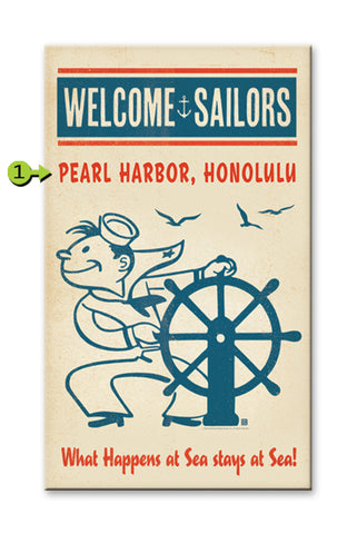 Welcome Sailors/What Happens at Sea Metal 23x39