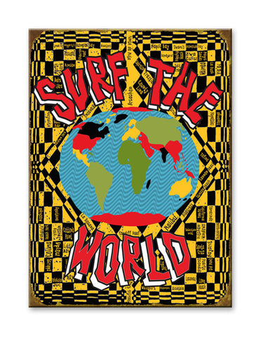 Surf the World Wood 17x23