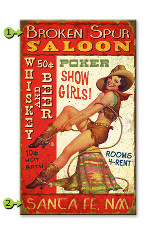 Pin-Up Cowgirl Saloon Metal 23x39