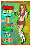 ArtFuzz Beer The Answer Man Cave Bar Metal Sign by Phil Hamilton 12x18