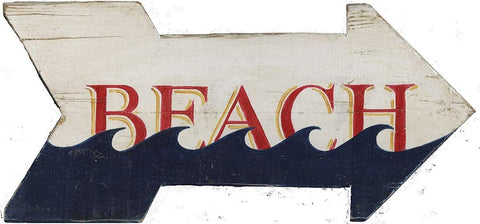 ArtFuzz Beach Wave Arrow Vintage Custom Wood Sign Wood Sign 14x30