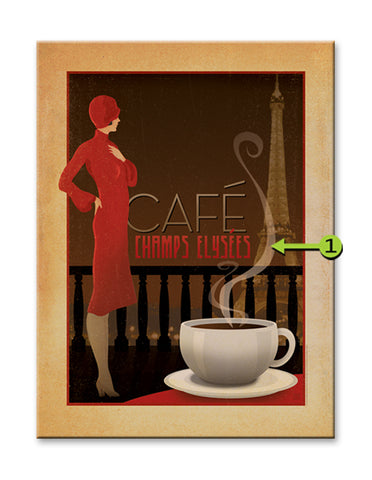 French Cafe, Champs Elysees Wood 23x31