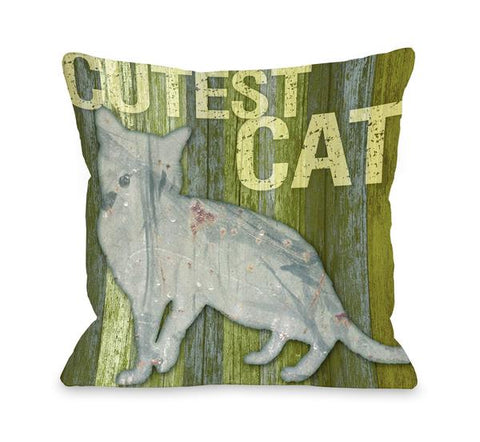 Cutest Cat Wood Throw Pillow by Kate Ward Thacker