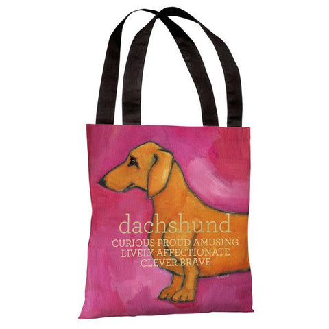 Dachshund - Pink Tote Bag by Ursula Dodge