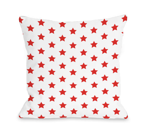 All Over Stars - Red Throw Pillow by OBC 18 X 18