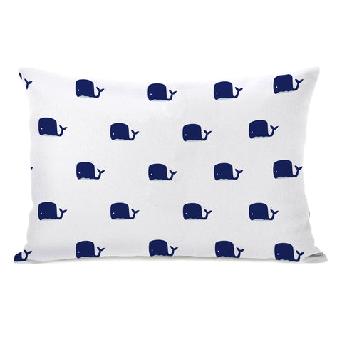 All Over Whale Stripes Reversible Lumbar Pillow by OBC 14 X 20