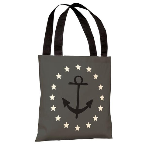 Anchor Circle Stars - Gray Black Tote Bag by