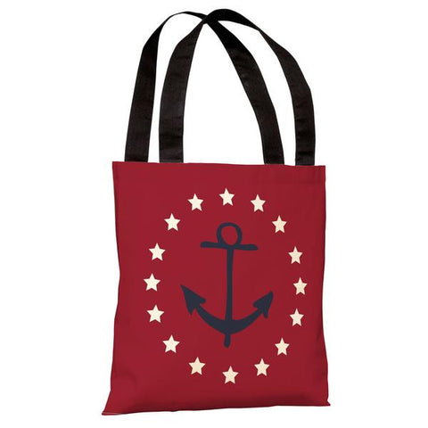 Anchor Circle Stars - Red Blue Tote Bag by