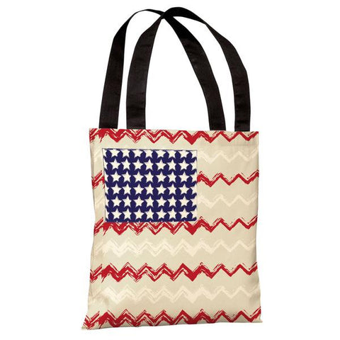 Chevron American Flag Tote Bag by