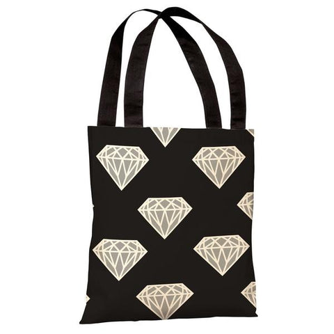 All Over Diamond - Black Silver Tote Bag by
