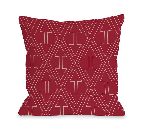 Arrows & Diamonds - Red Ivory Throw Pillow by OBC 18 X 18