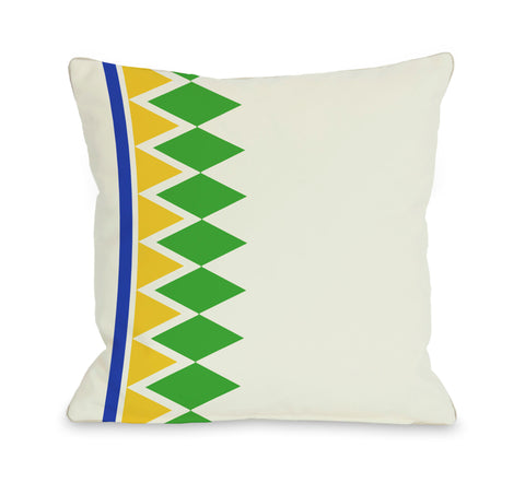 Asymmetrical Diamonds - Green Throw Pillow by OBC 18 X 18