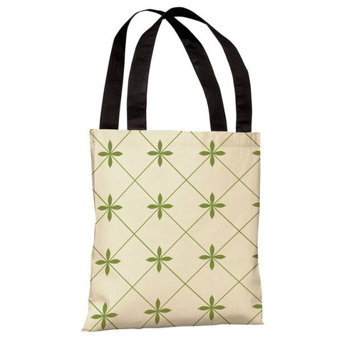 Crisscross Flowers - Ivory Green Tote Bag by