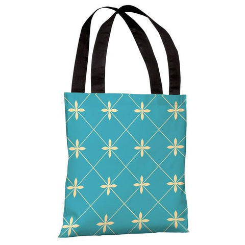 Crisscross Flowers - Light Blue Yellow Tote Bag by