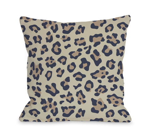 Gabriella Cheetah - Navy Nougat Throw Pillow by OBC 18 X 18