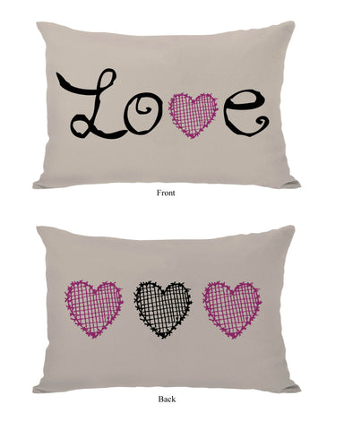 Love Crosshatch Heart Oatmeal Lumbar Pillow by OBC 14 X 20