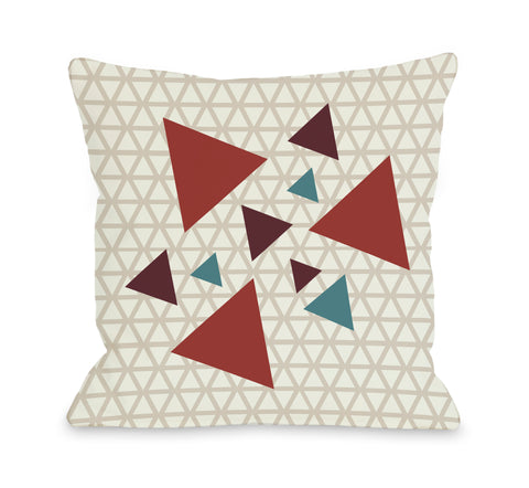Natasha Geometric Triangles - Oatmeal Brick Throw Pillow by OBC 18 X 18