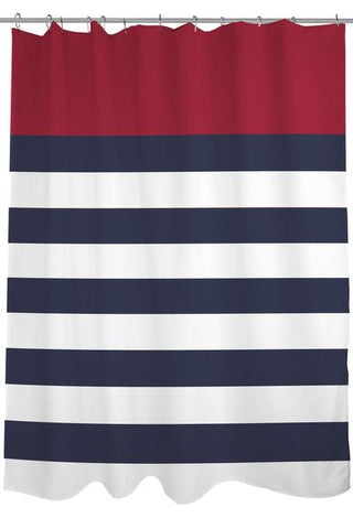 Nautical Stripes - Red Shower Curtain by