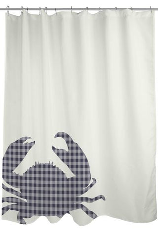 Plaid Crab - Navy Shower Curtain by