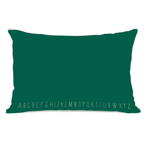 Written Alphabet - Green Lumbar Pillow by OBC 14 X 20