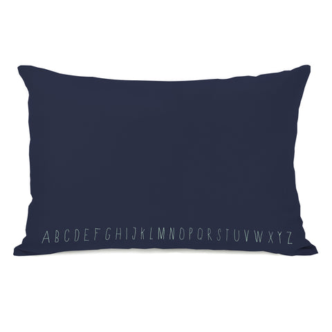 Written Alphabet - Navy Lumbar Pillow by OBC 14 X 20