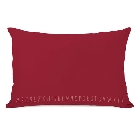 Written Alphabet - Red Lumbar Pillow by OBC 14 X 20