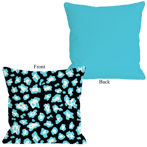 Gabriella Cheetah Neon - Blue Throw Pillow by OBC 16 X 16