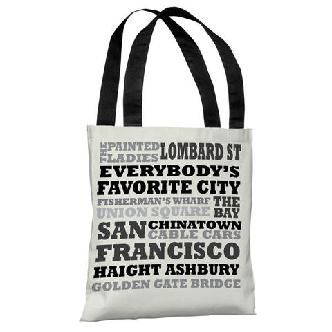 San Francisco Subway Style Words - Ivory Gray Tote Bag by