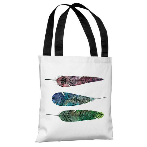 Apache Rainbow Feather - White Multi Tote Bag by Ana Victoria Calderon
