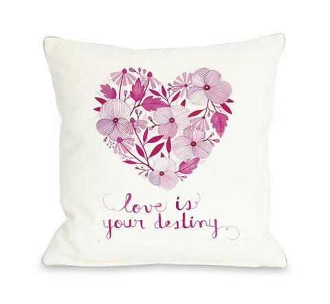 Love is Destiny - White Pink Multi Throw Pillow by Ana Victoria Calderon