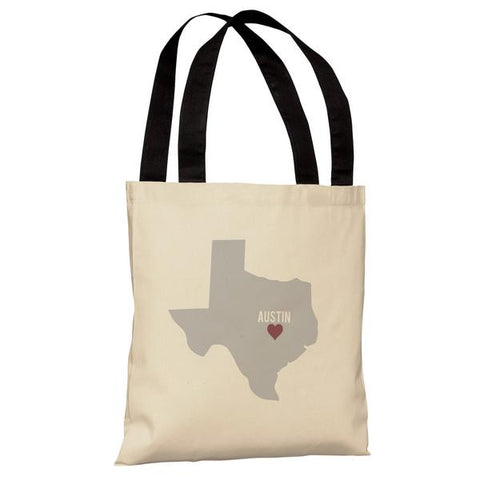 Austin Heart Map - Oatmeal Gray Red Tote Bag by