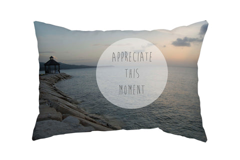 Appreciate This Moment Beach Photo Lumbar Pillow by OBC 14 X 20