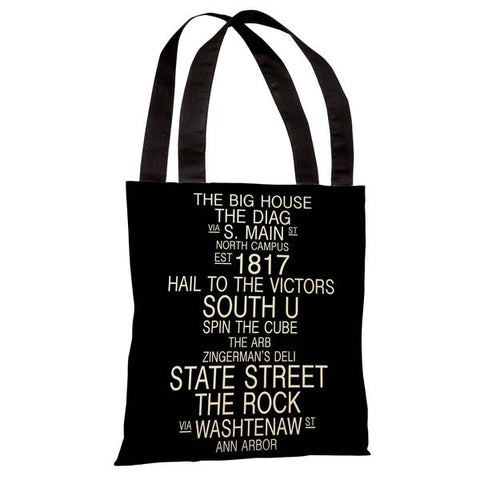 Ann Arbor Michigan Landmarks - Black White Tote Bag by