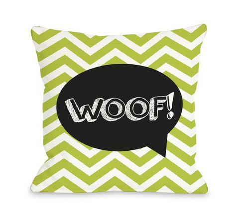 Chevron Woof Talk Bubble Lime Throw Pillow by
