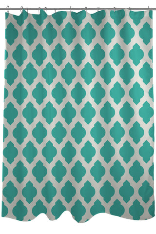All Over Moroccan - Turquoise Ivory Shower Curtain by OBC 71 X 74