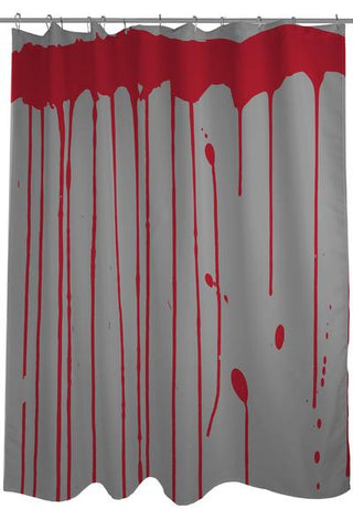 Dripping Blood - Gray Red Shower Curtain by