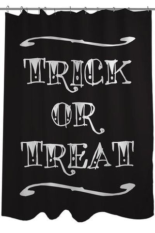 Trick or Treat Tattoo Letters - Black White Shower Curtain by