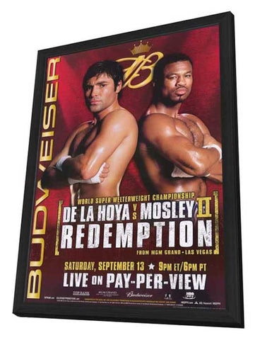 Oscar De La Hoya vs Shane Mosley 11 x 17 Boxing Promo Poster - Style A - in Deluxe Aluminum Frame