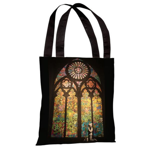 Stained Glass Graffiti Tote Bag by Banksy
