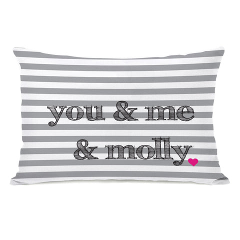 You, me & the dog stripe personalized Lumbar Pillow by OBC 14 X 20