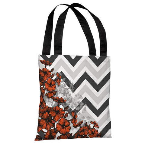 Amber Chevron Floral - Orange Tote Bag by