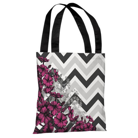 Amber Chevron Floral - Pink Tote Bag by
