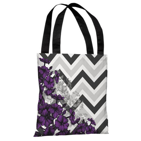Amber Chevron Floral - Purple Tote Bag by