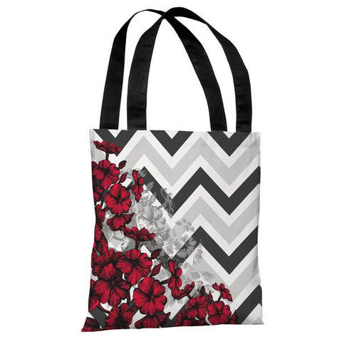 Amber Chevron Floral - Red Tote Bag by