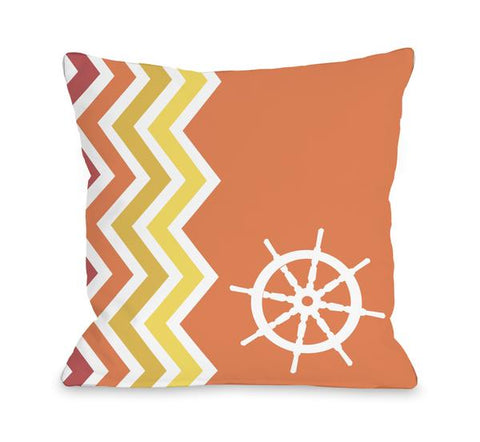 Chevron Wheel - Orange Throw Pillow by