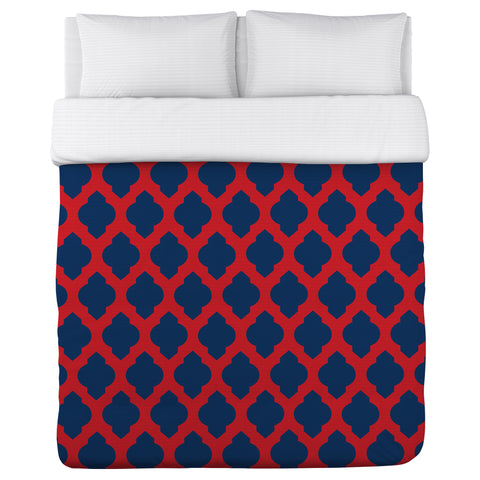 All Over Moroccan - Red Navy - Duvet Cover 88 X 88