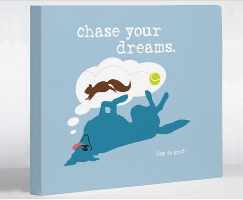 Chase Dreams - Blue Canvas Wall Decor by Dog is Good