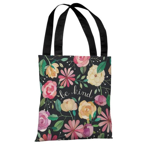 Be Kind Florals - Black Multi Tote Bag by Ana Victoria Calderon